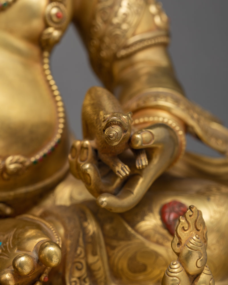 The Wealth Deity of Buddhism, Dzambhala Gold Statue From Nepal