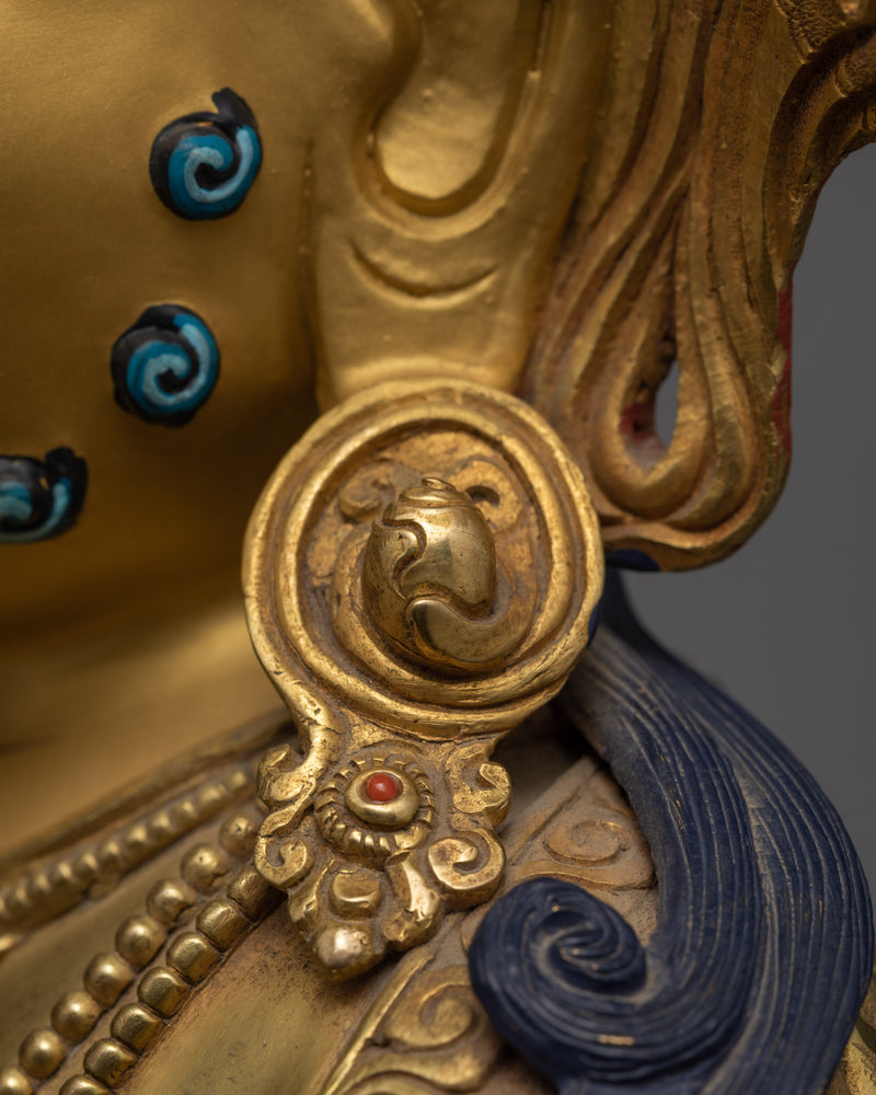 The Wealth Deity of Buddhism, Dzambhala Gold Statue From Nepal