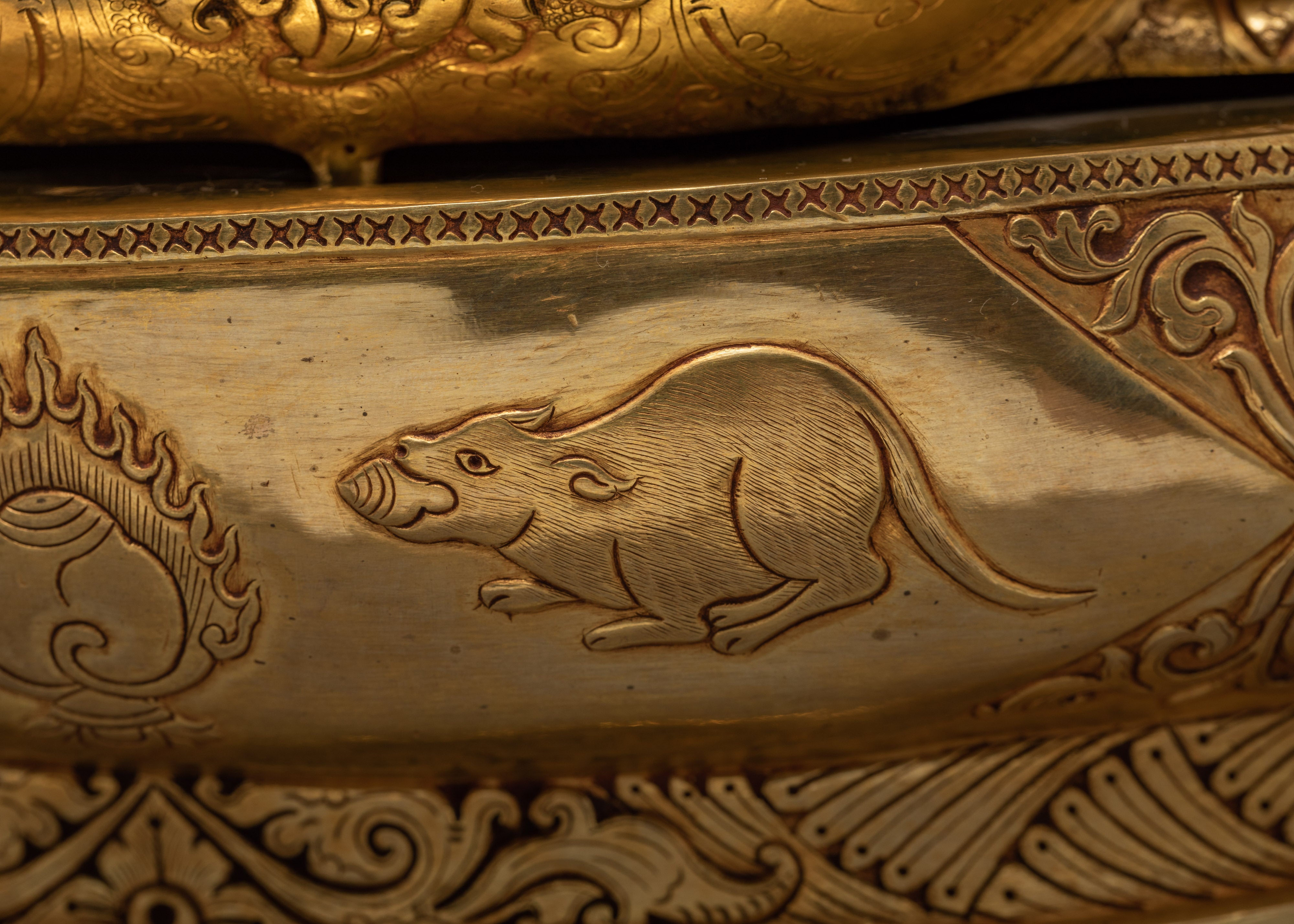 Tibetan Jambala Statue | Hand-Carved Gold Gilded Sculpture