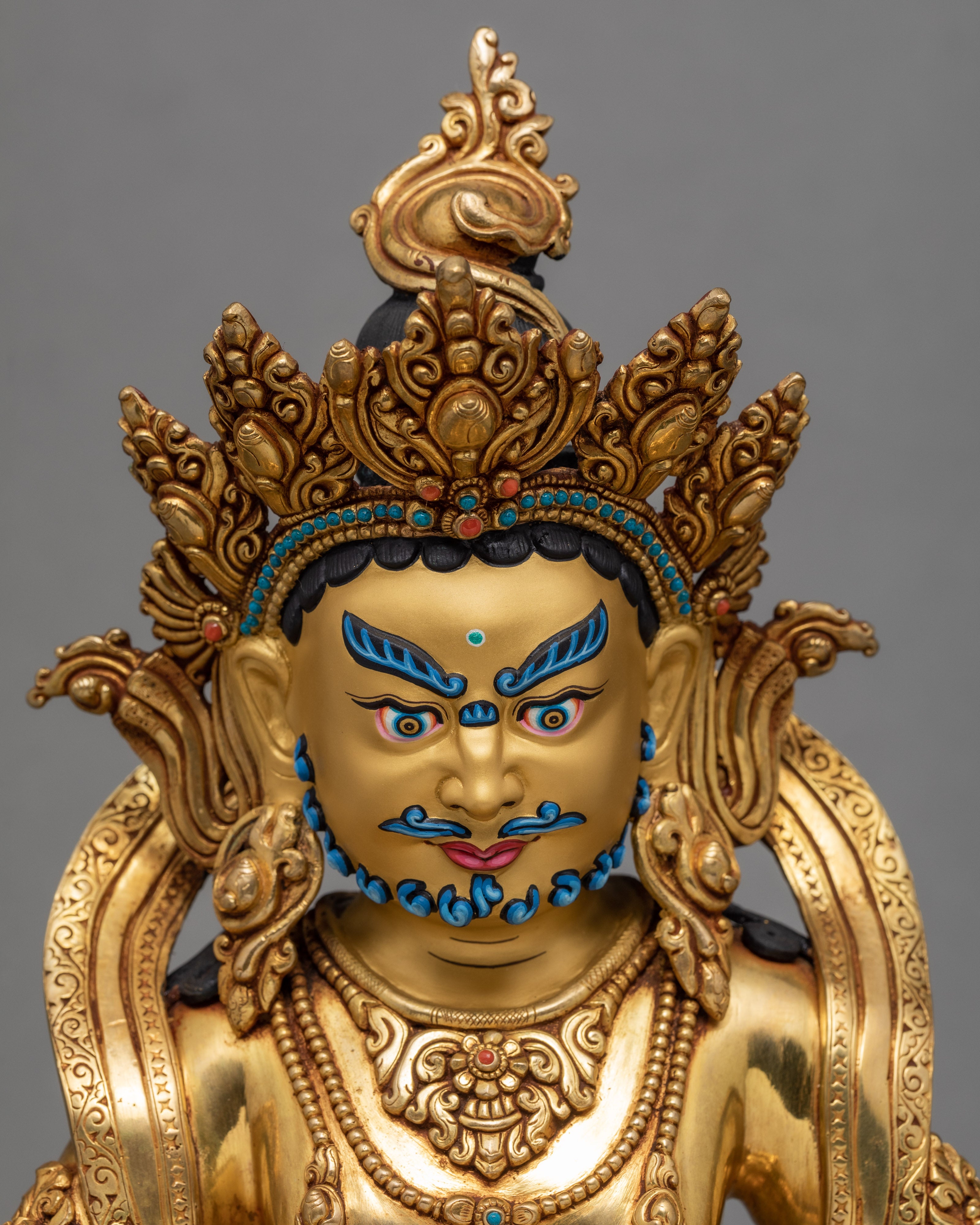 Tibetan Jambala Statue | Hand-Carved Gold Gilded Sculpture