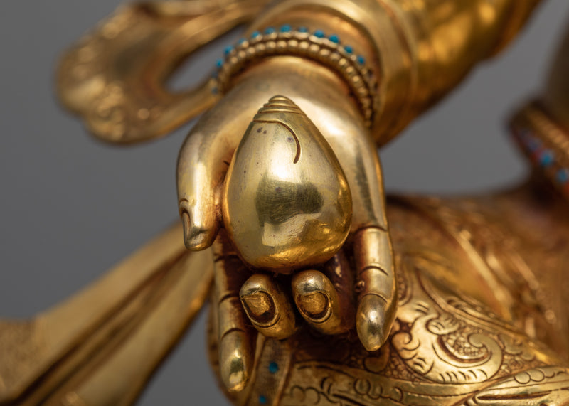 Tibetan Jambala Statue | Hand-Carved Gold Gilded Sculpture