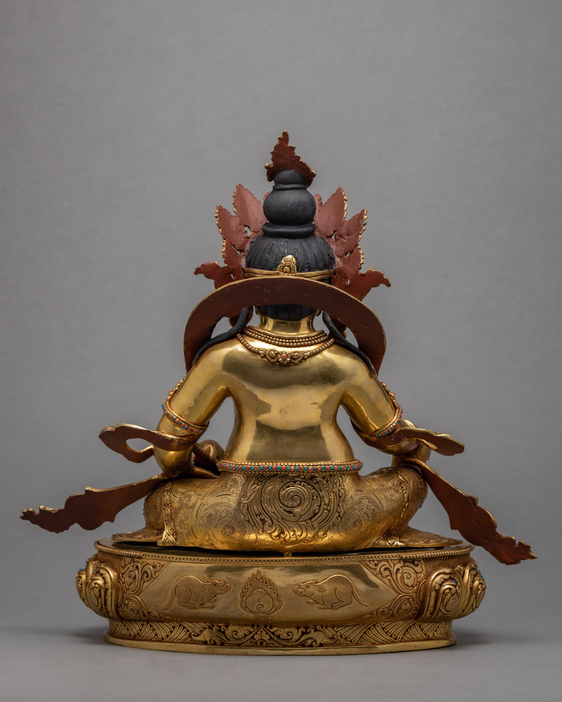 Tibetan Jambala Statue | Hand-Carved Gold Gilded Sculpture
