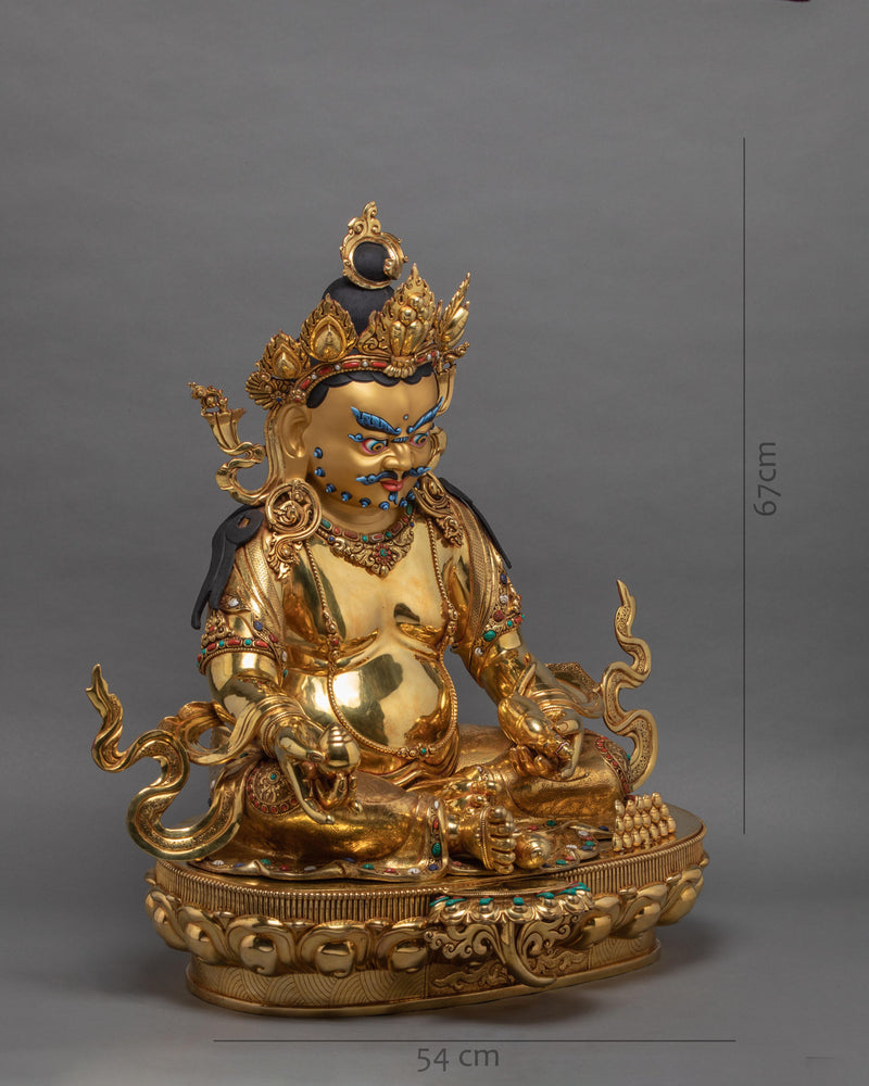 Wealth Deity Dzambhala, Fully Gold Plated Buddhist Statue From Nepal