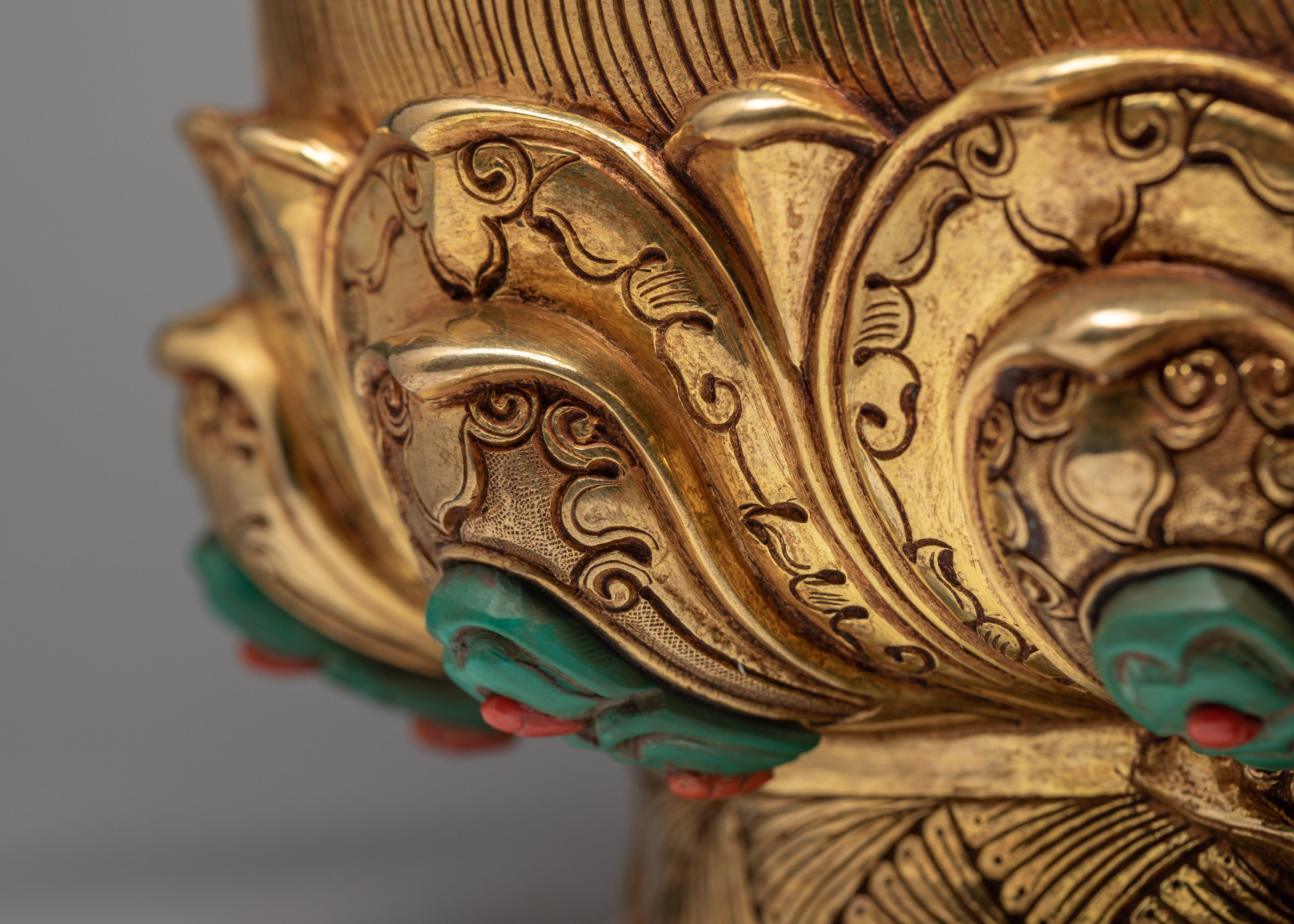 Dzambhala Statue | Buddhist Wealth Deity | Gold Gilded Jambala Sculpture