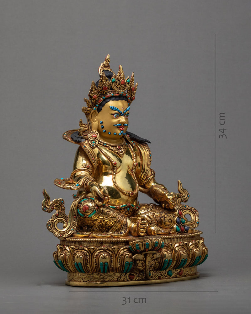 Dzambhala Statue | 24k Gold Glided | Himalayan Buddhist Art