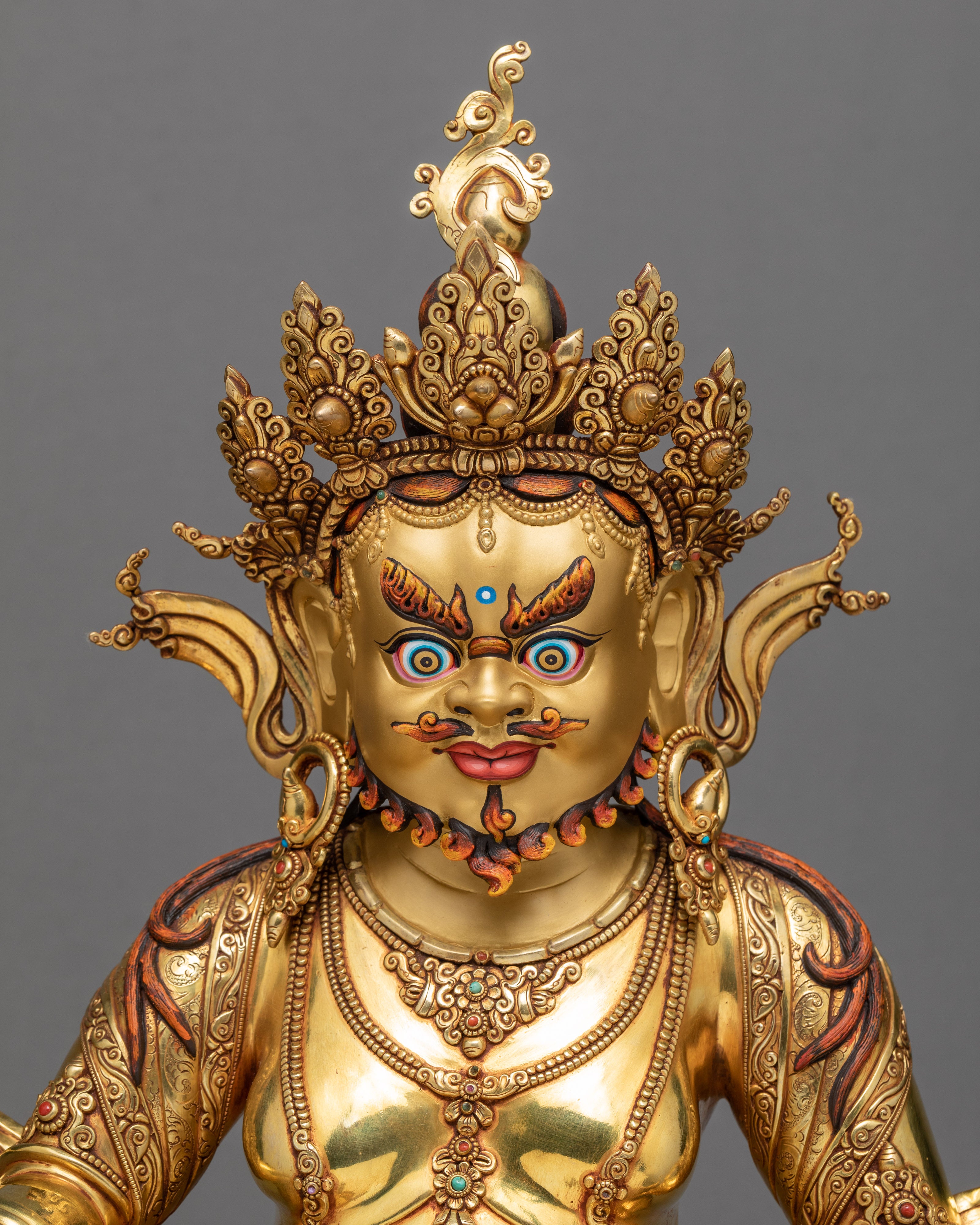 Jambala Statue | Gold Coated | Tibetan Sculpture Of Wealth Deity