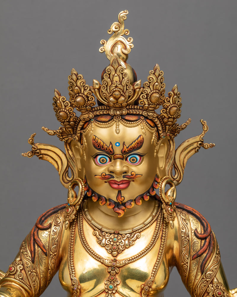 Jambala Statue | Gold Coated | Tibetan Sculpture Of Wealth Deity