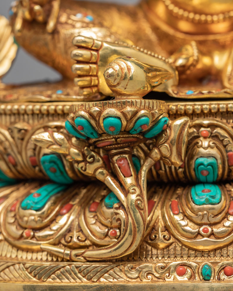 Dzambala Statue | Gold Gilded Jambala | Tibetan Art