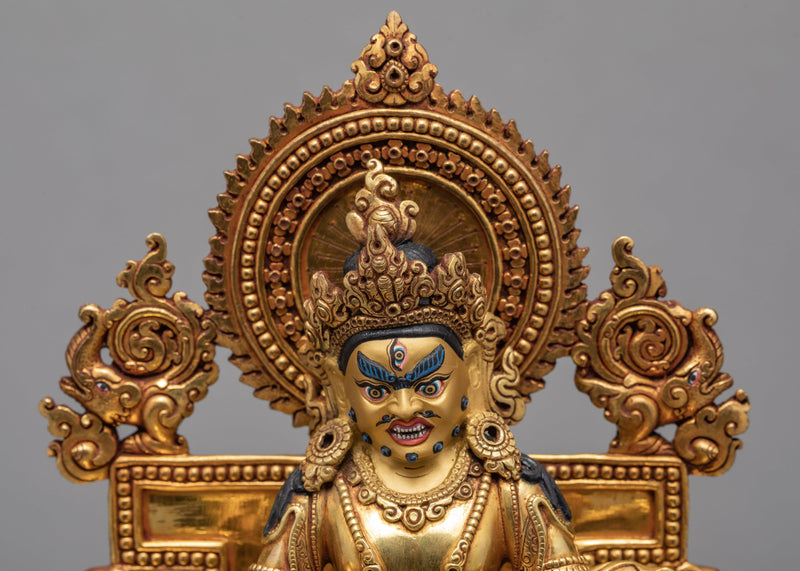 Jambala With Throne Statue | Tibetan Sculpture | Plated With Gold