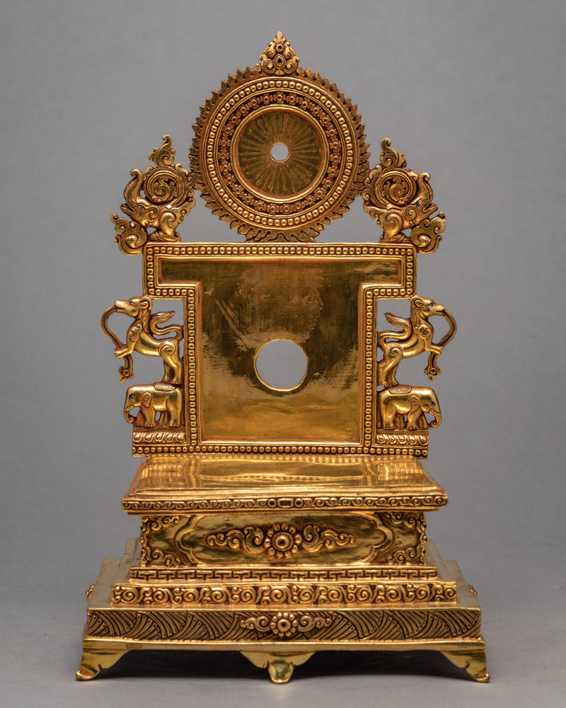 Jambala With Throne Statue | Tibetan Sculpture | Plated With Gold