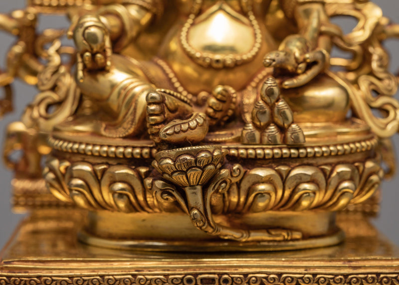 Jambala With Throne Statue | Tibetan Sculpture | Plated With Gold