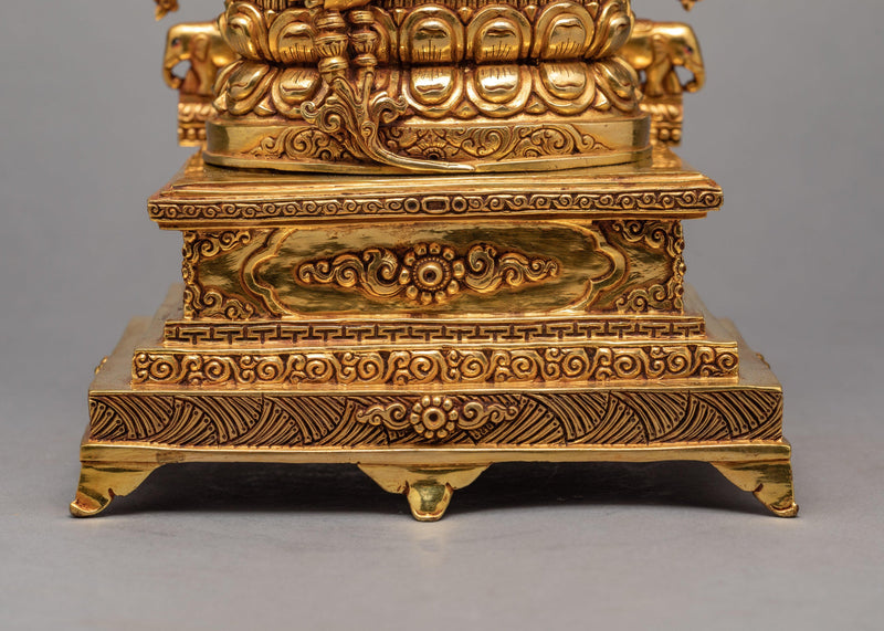 Dzambhala With Throne | Gold Plated Art | Jambala Statue