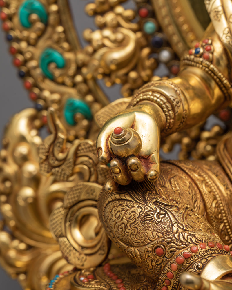 Jambala In Throne | 24K Gold Plated Dzambhala Statue