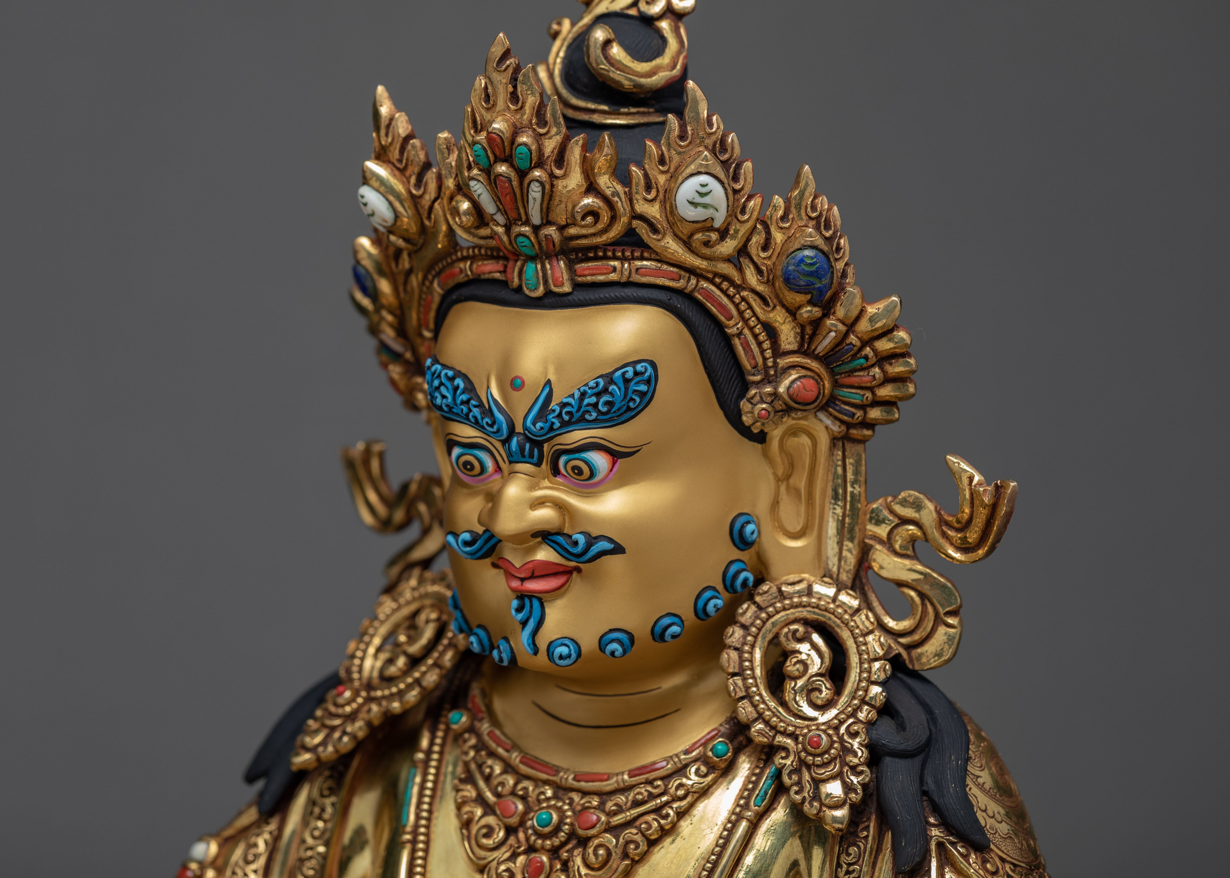 Dzambhala Statue | 24K Gold Glided Wealth Deity | Hand made Buddhist Statue