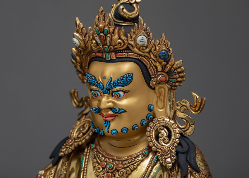 Dzambhala Statue | 24K Gold Glided Wealth Deity | Hand made Buddhist Statue