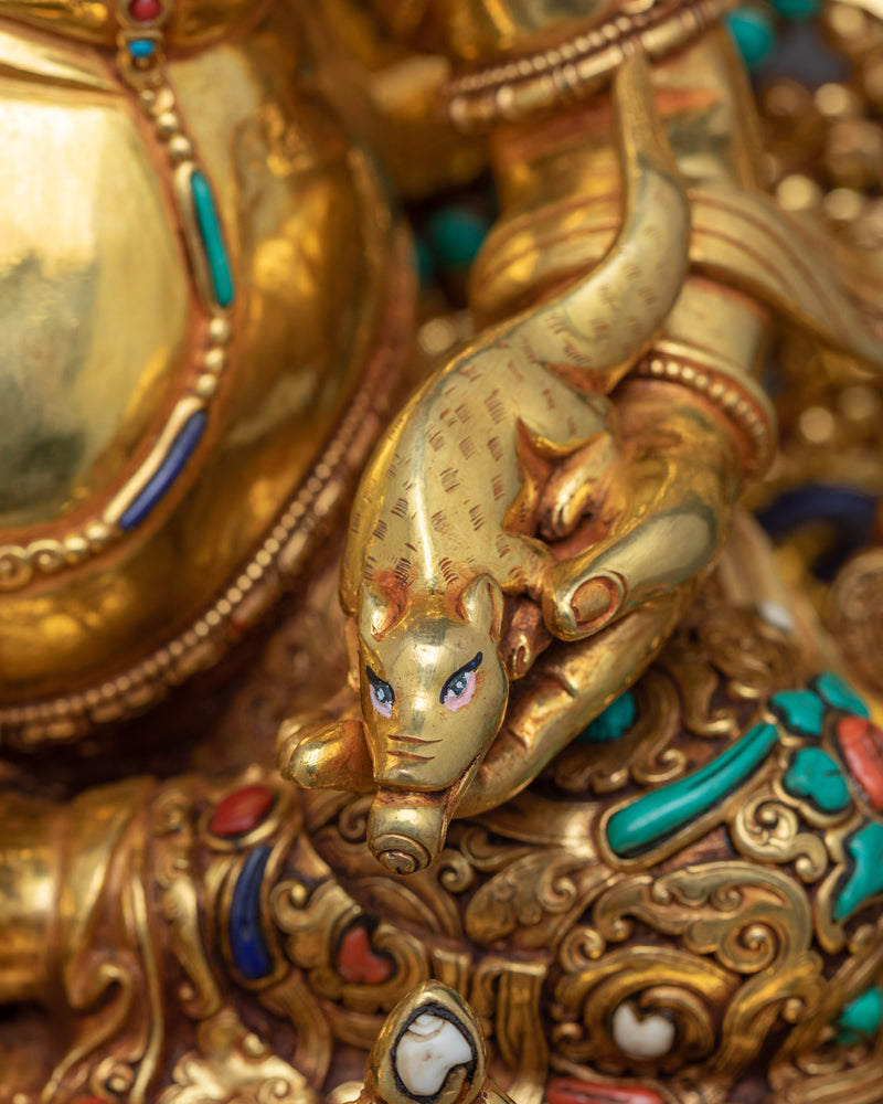 Dzambhala on Throne Sculpture | Rare Buddhist Wealth Deity
