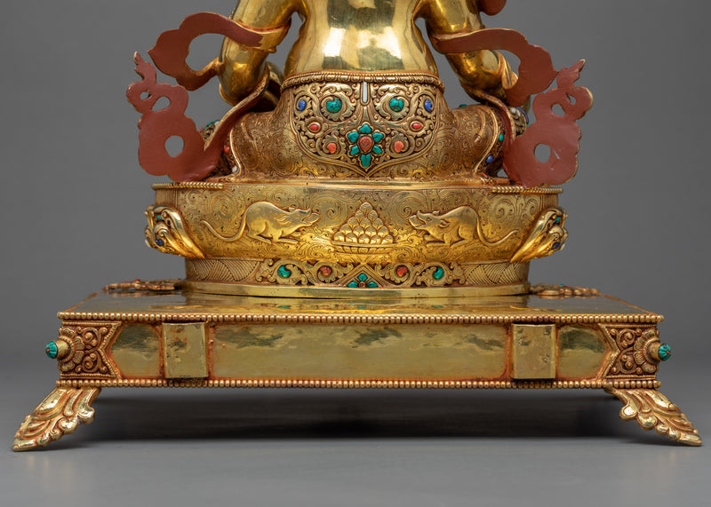 Dzambhala on Throne Sculpture | Rare Buddhist Wealth Deity