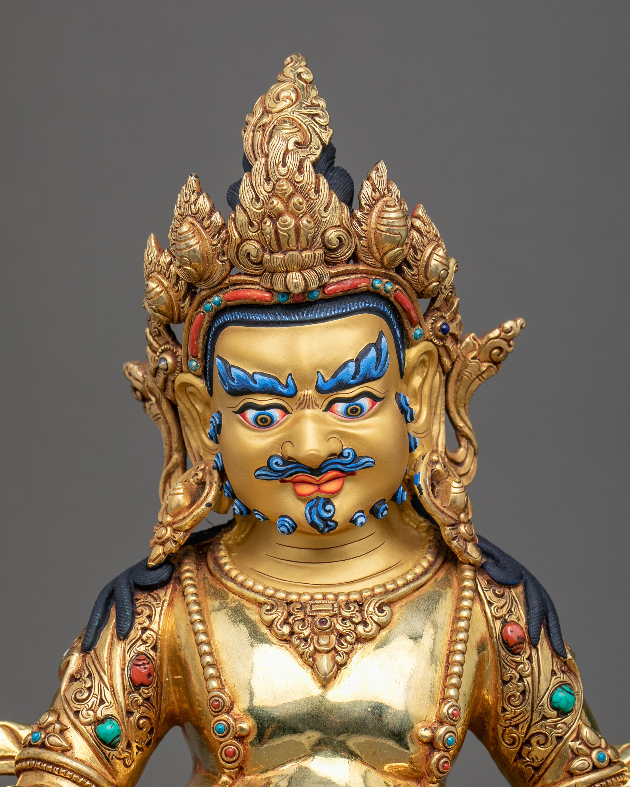 Dzambhala Copper Statue | Tibetan Hand-Carved Wealth Deity