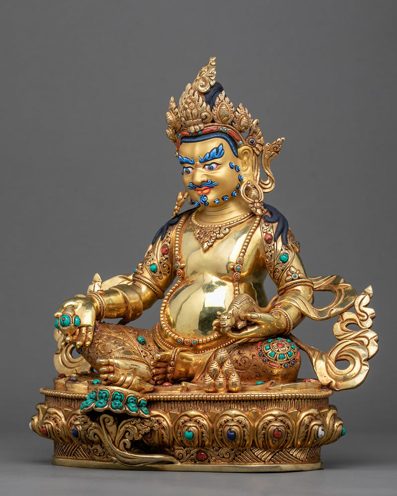 Dzambhala Copper Statue | Tibetan Hand-Carved Wealth Deity