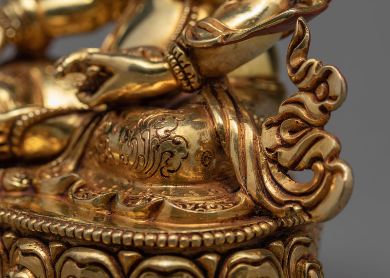 Dzambhala Statue | Deity of Wealth | 24k Gold Gilded Sculpture