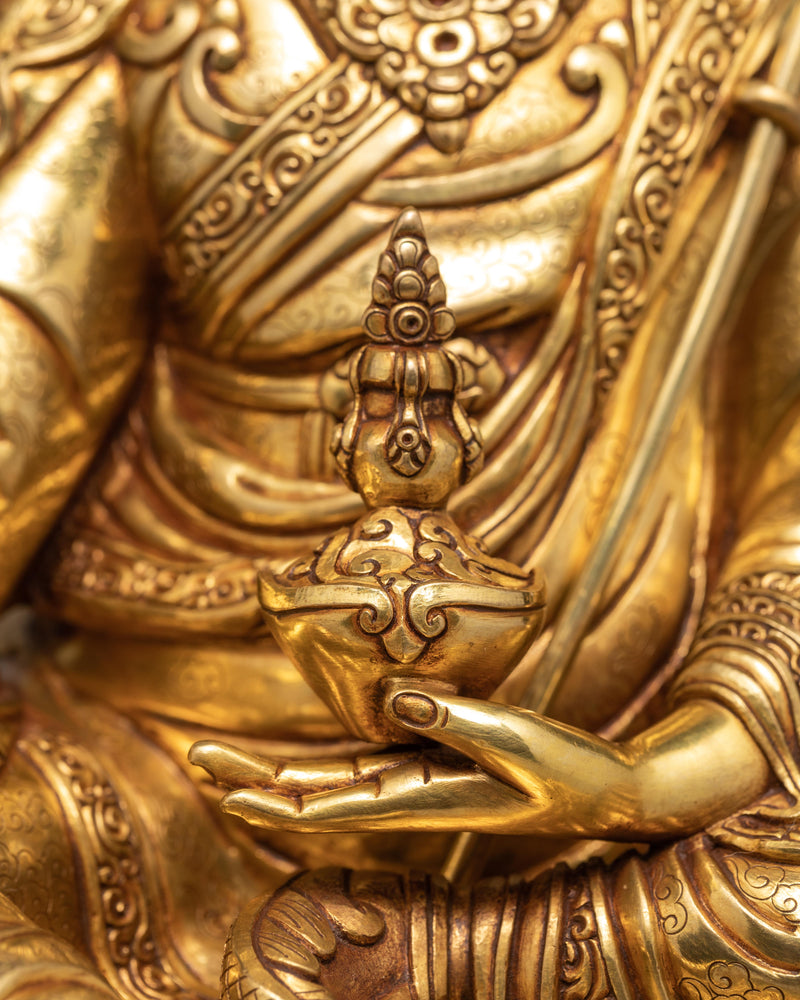 Guru Rinpoche Statue | 24K Gold Plated Padmasambhava Sculpture