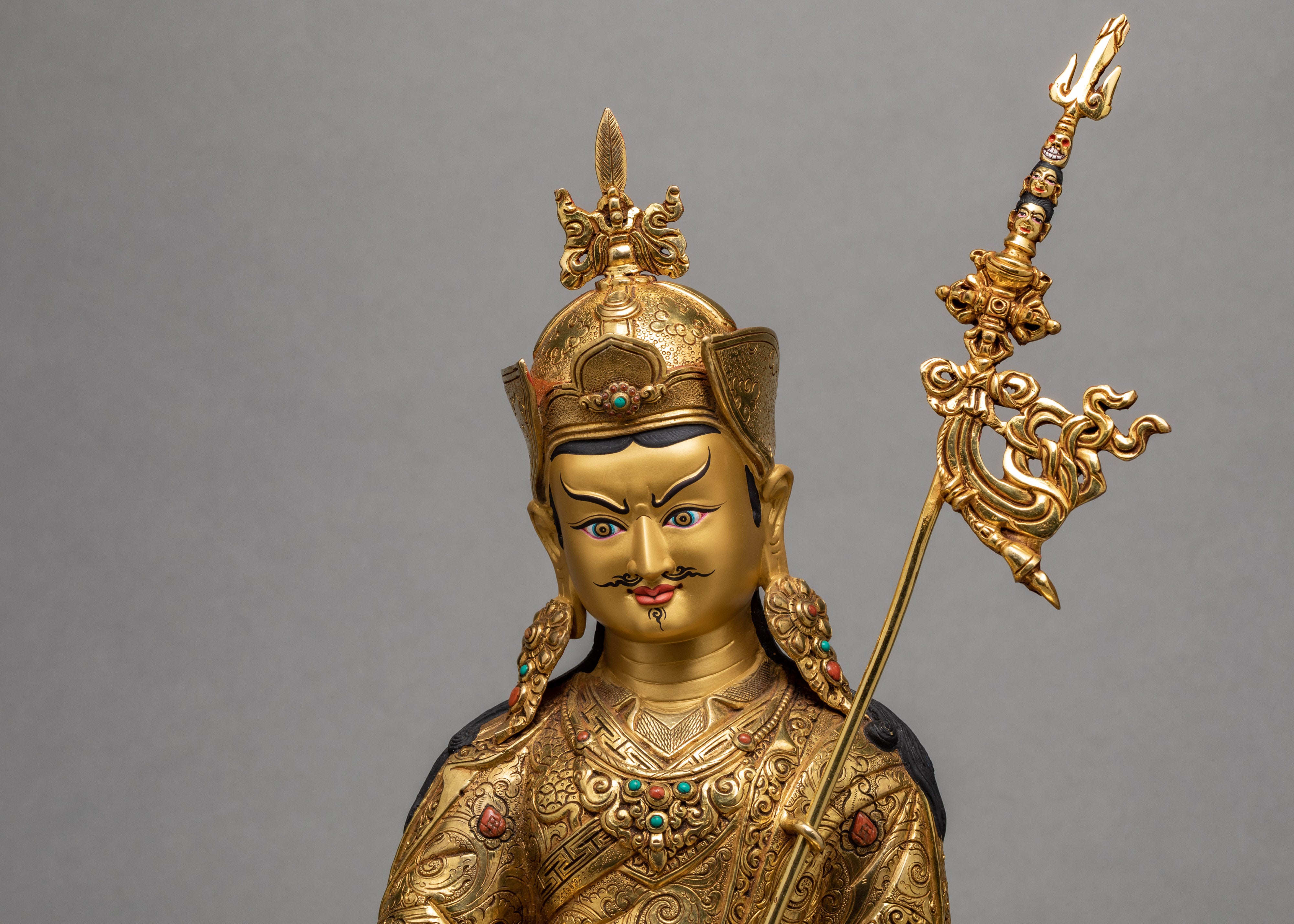 Padmasambhava Buddha Statue |  Guru Rinpoche Sculpture Glided With 24K Gold | Lotus Born Master