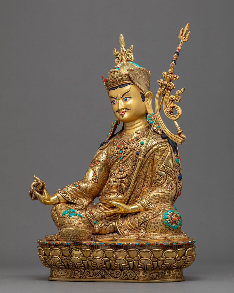 Guru Rinpoche Tibetan Statue | Buddhist Sculpture of Lotus Born Master