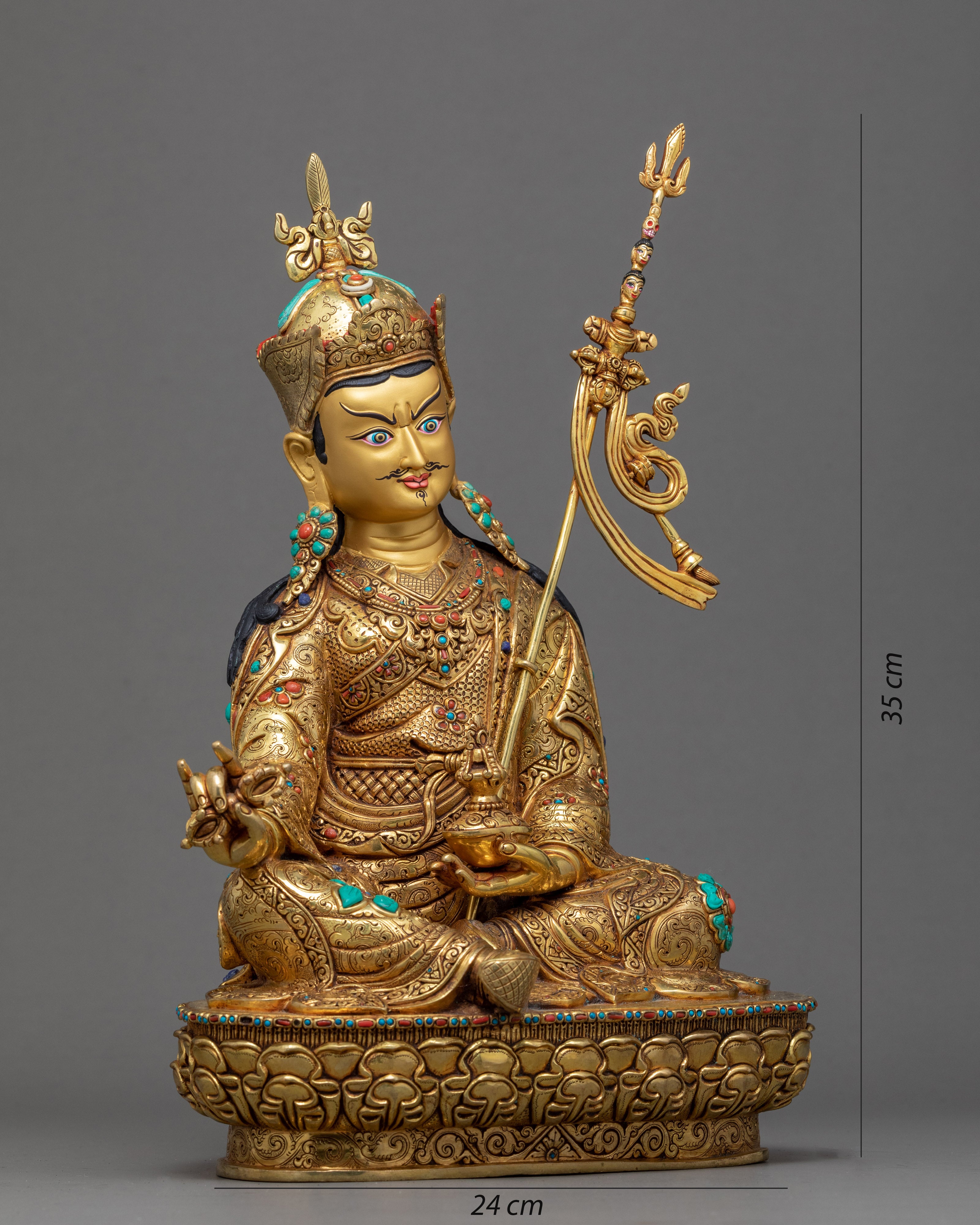 Guru Rinpoche Tibetan Statue | Buddhist Sculpture of Lotus Born Master