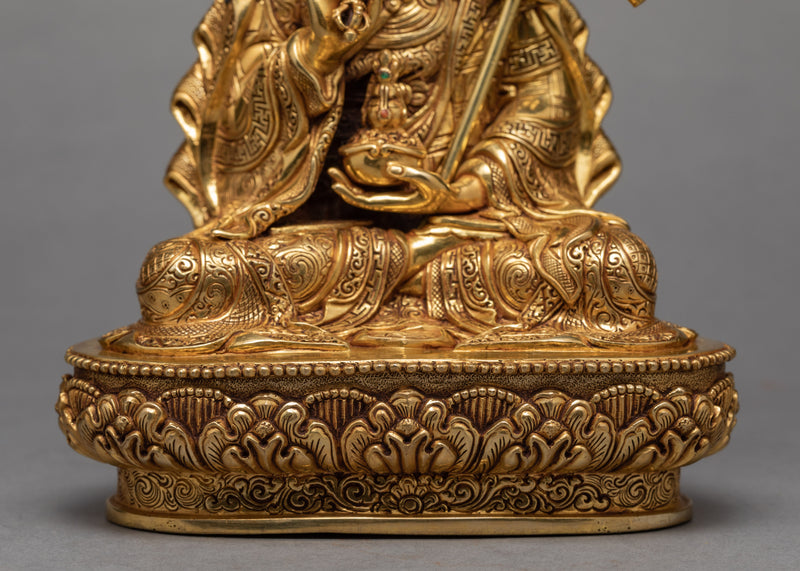 Guru Rinpoche Statue | Himalayan Statue Glided With Pure 24K Gold | Handmade