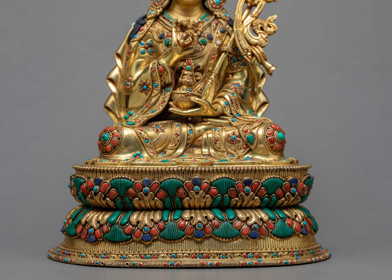 Guru Rinpoche Art | The Lotus Born Master Statue | Gilded In 24K Gold