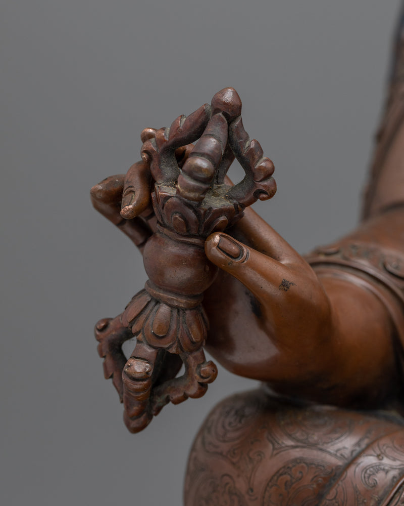 Oxidized Statue Of The Lotus Born Guru Rinpoche | Traditional Himalayan Art For Meditation