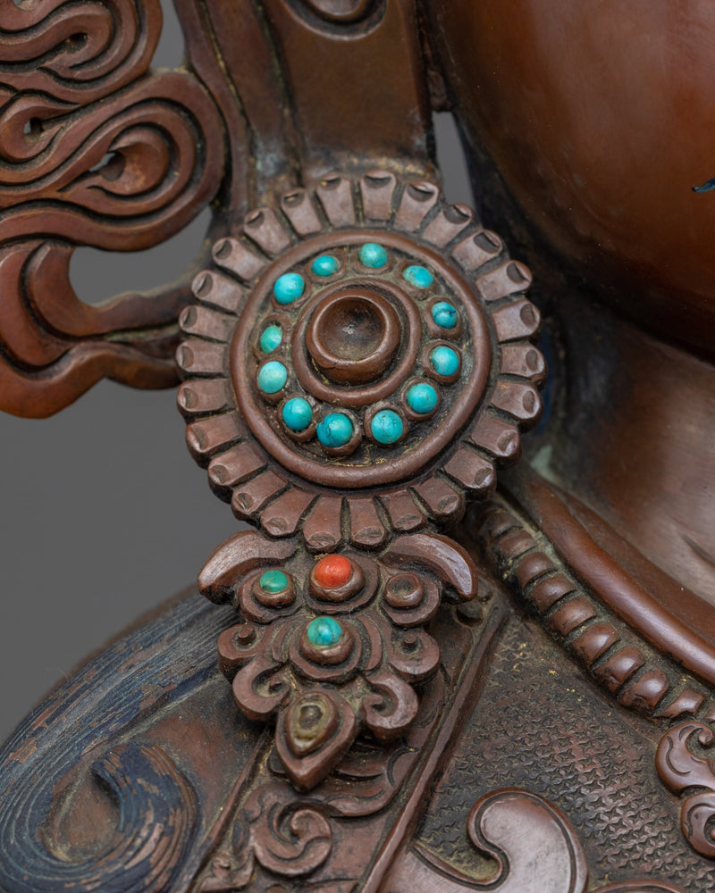 Oxidized Statue Of The Lotus Born Guru Rinpoche | Traditional Himalayan Art For Meditation