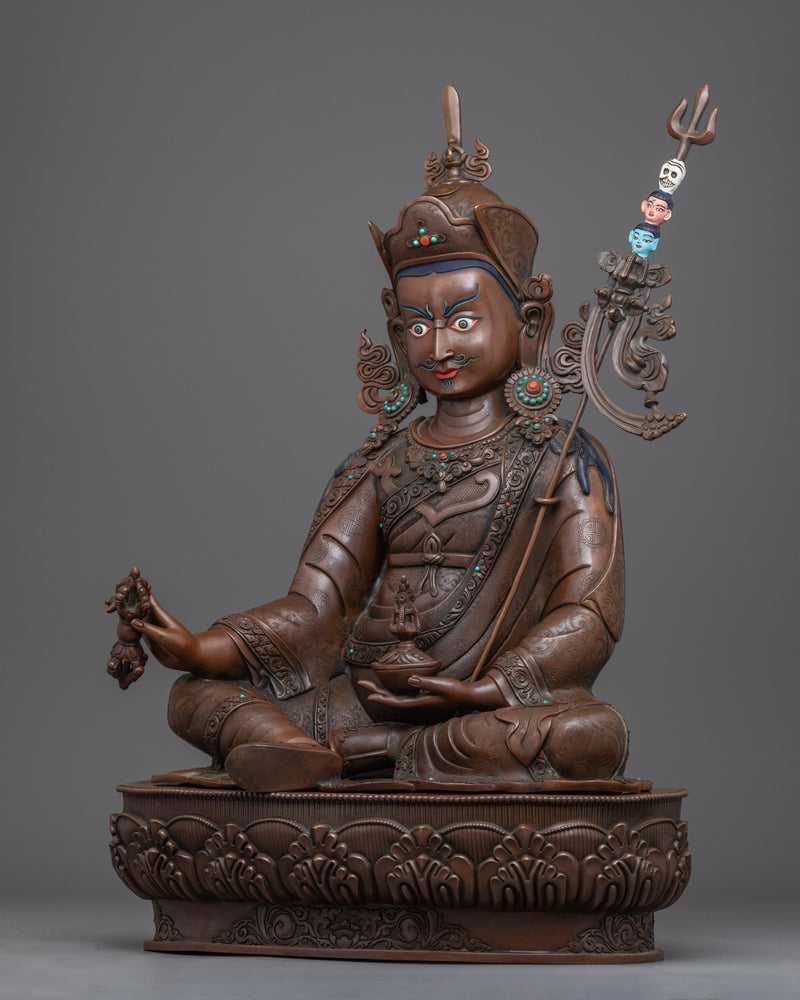 Oxidized Statue Of The Lotus Born Guru Rinpoche | Traditional Himalayan Art For Meditation