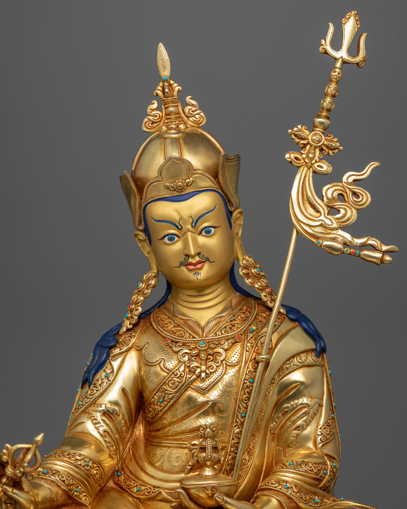 Unique Tibetan Guru Rinpoche Statue | Hand-Carved Buddhist Statue