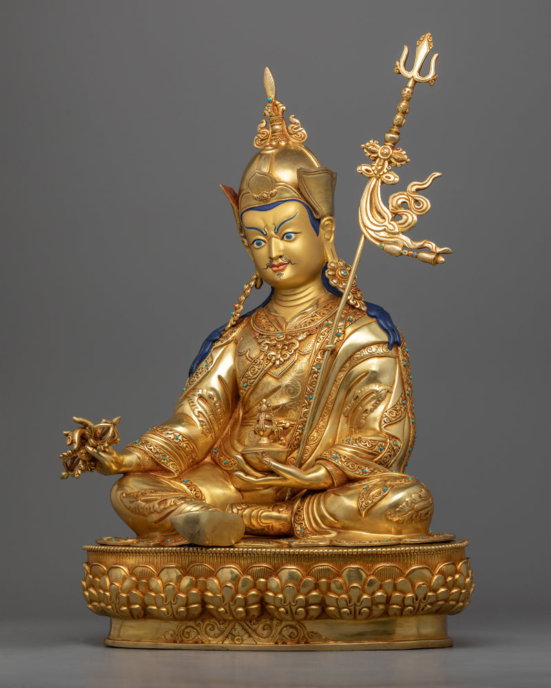 Unique Tibetan Guru Rinpoche Statue | Hand-Carved Buddhist Statue