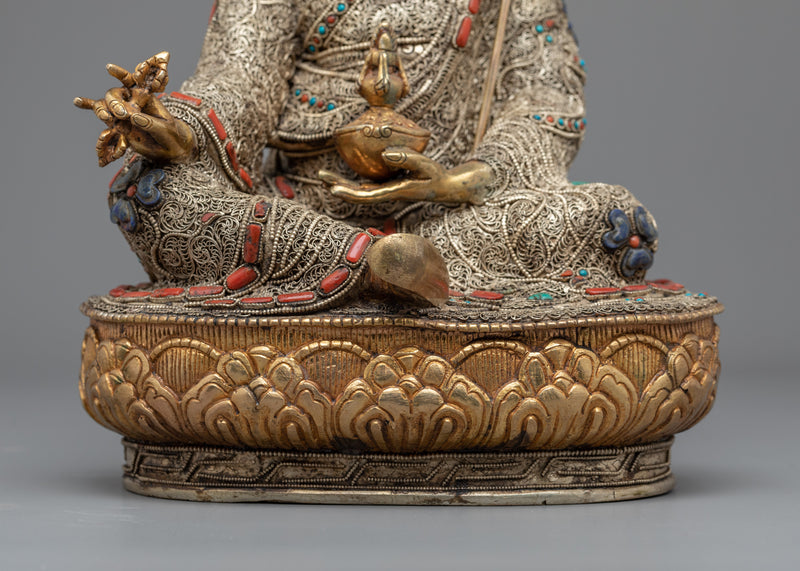 Gold Gilded Statue For Padmasambhava Tantra | Traditionally Hand-sculpted Sculpture