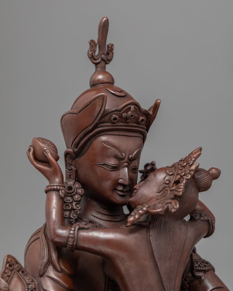 Guru Rinpoche with Consort Statue | Traditional Art-work of Buddhist Deity