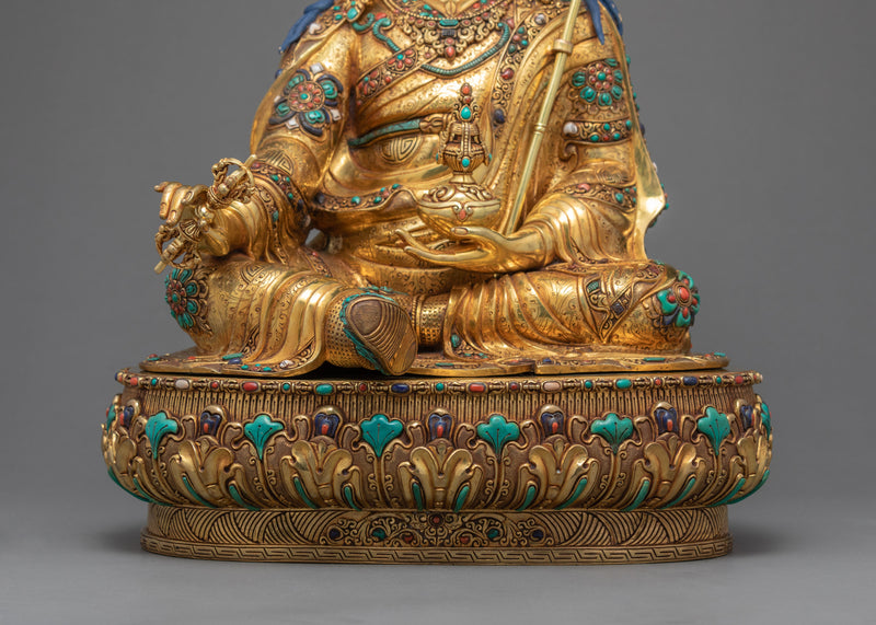 Rare Guru Rinpoche Statue | Traditionally Gold Plated With Gold