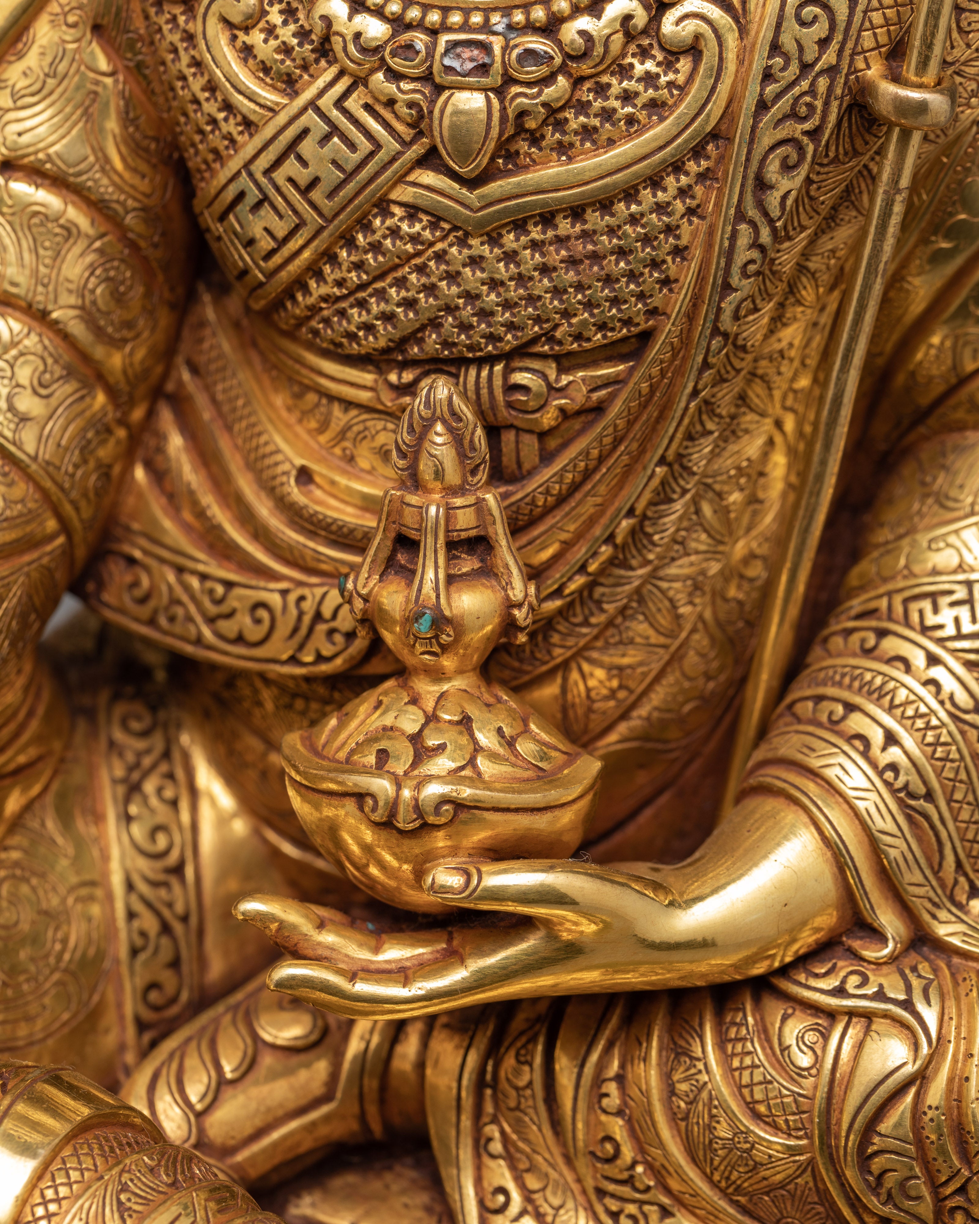 Guru Padmasambhava Statue | Guru Rinpoche Statue | Himalayan 24K Gold Sculpture