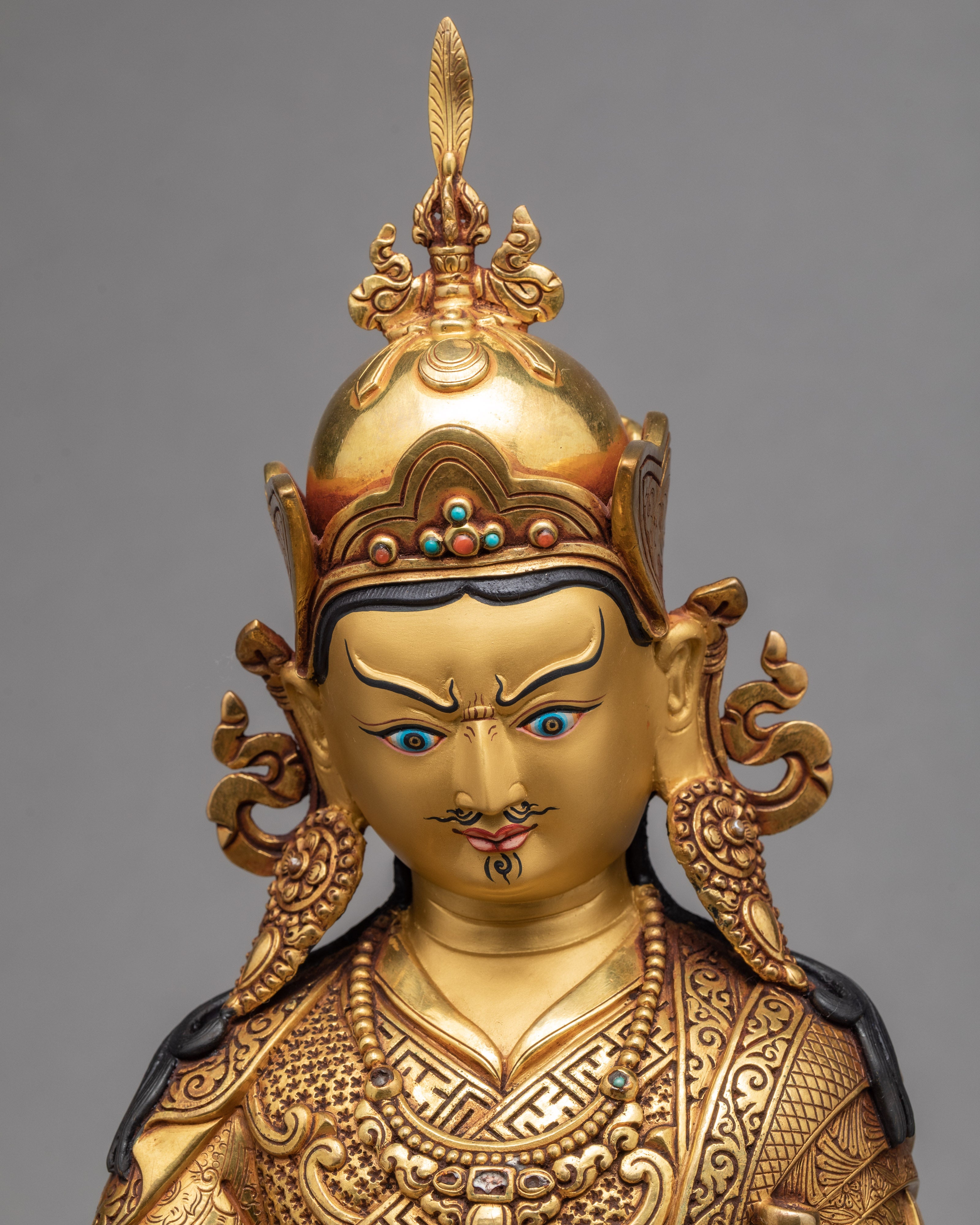 Guru Padmasambhava Statue | Guru Rinpoche Statue | Himalayan 24K Gold Sculpture