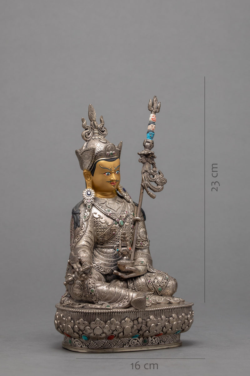 Guru Padmasambhava in Silver Body | Silver Statue | Guru Rinpoche