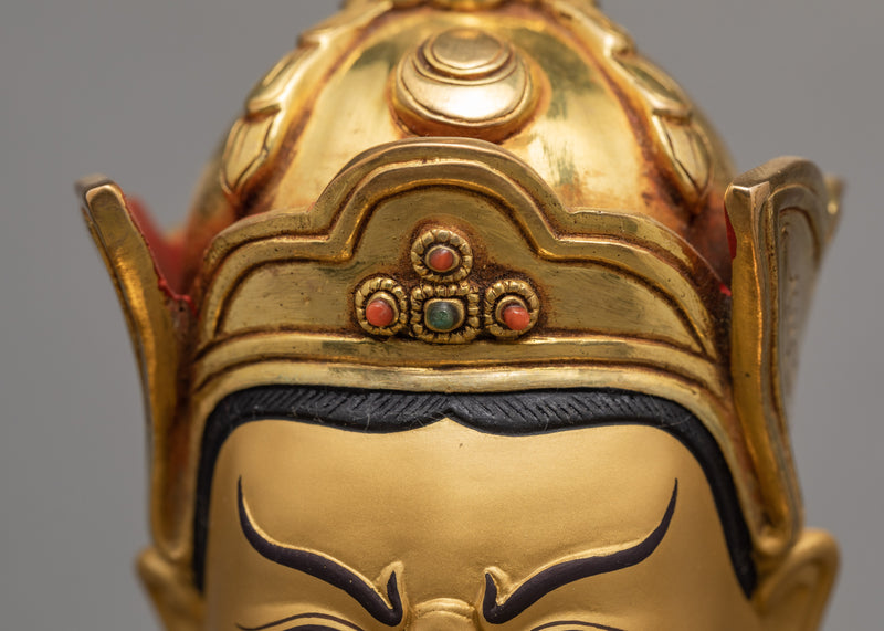 Guru Padmasambhava Statue | Gold Plated Tibetan Sculpture