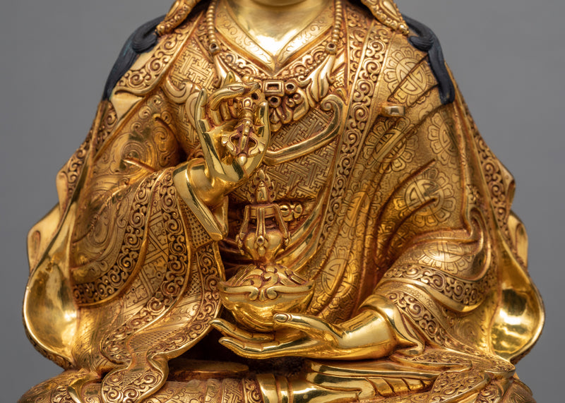 Guru Rinpoche Statue | Padmasambhava Gold Statue | Tibetan Buddhist Art