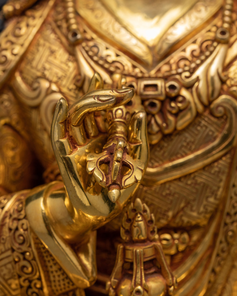Guru Rinpoche Statue | Padmasambhava Gold Statue | Tibetan Buddhist Art