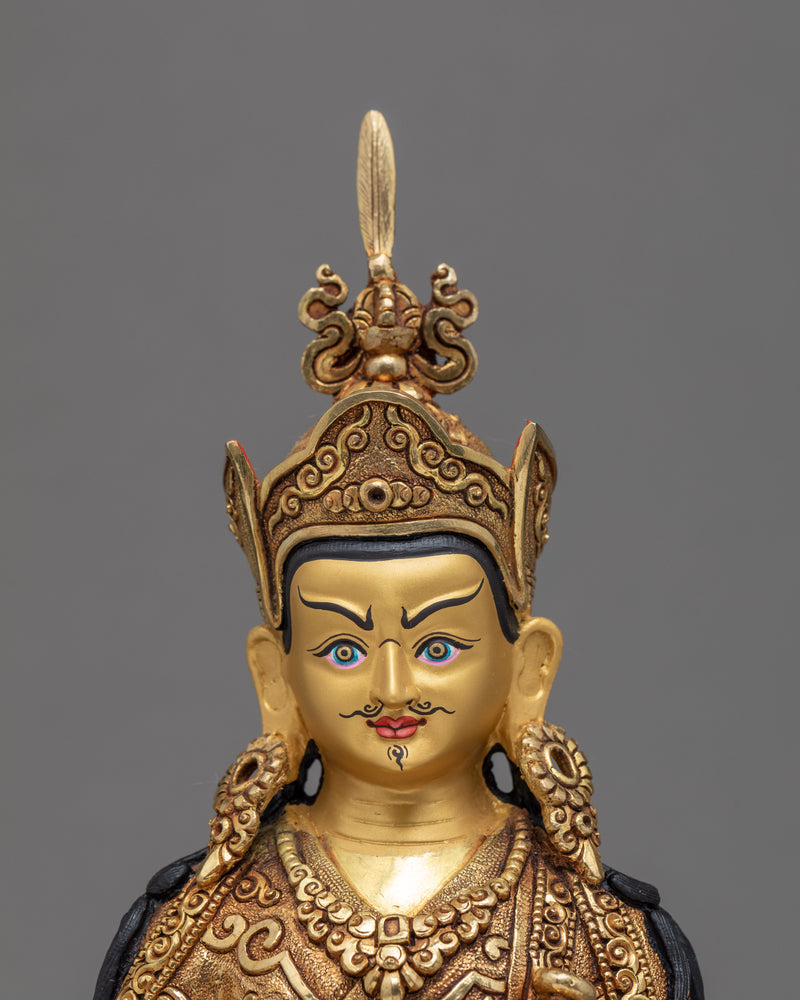 Guru Rinpoche Statue | Padmasambhava Gold Statue | Tibetan Buddhist Sculpture