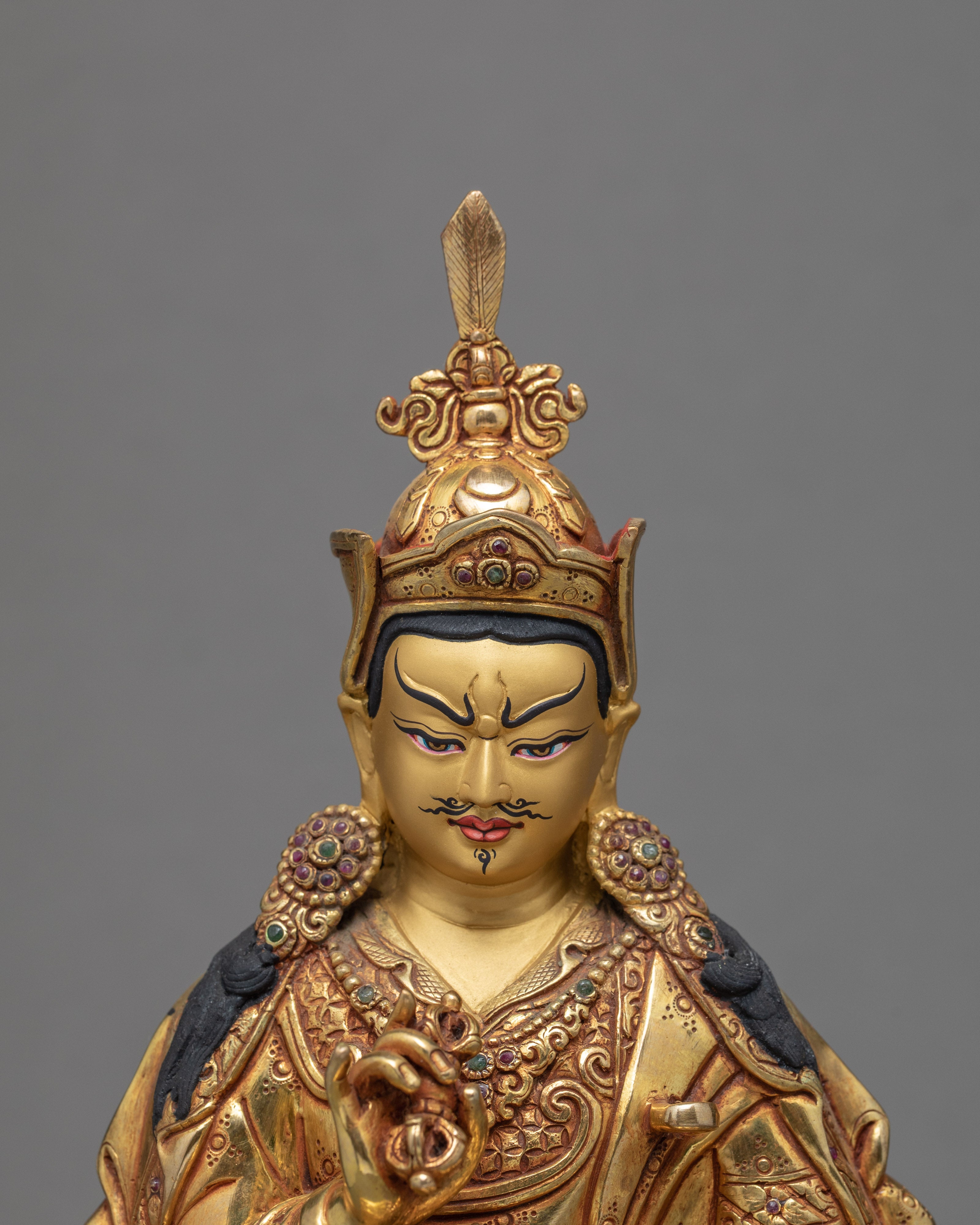 Padmasambhava Statue | Tibetan Sculpture | Guru Rinpoche 24K Gilded Gold