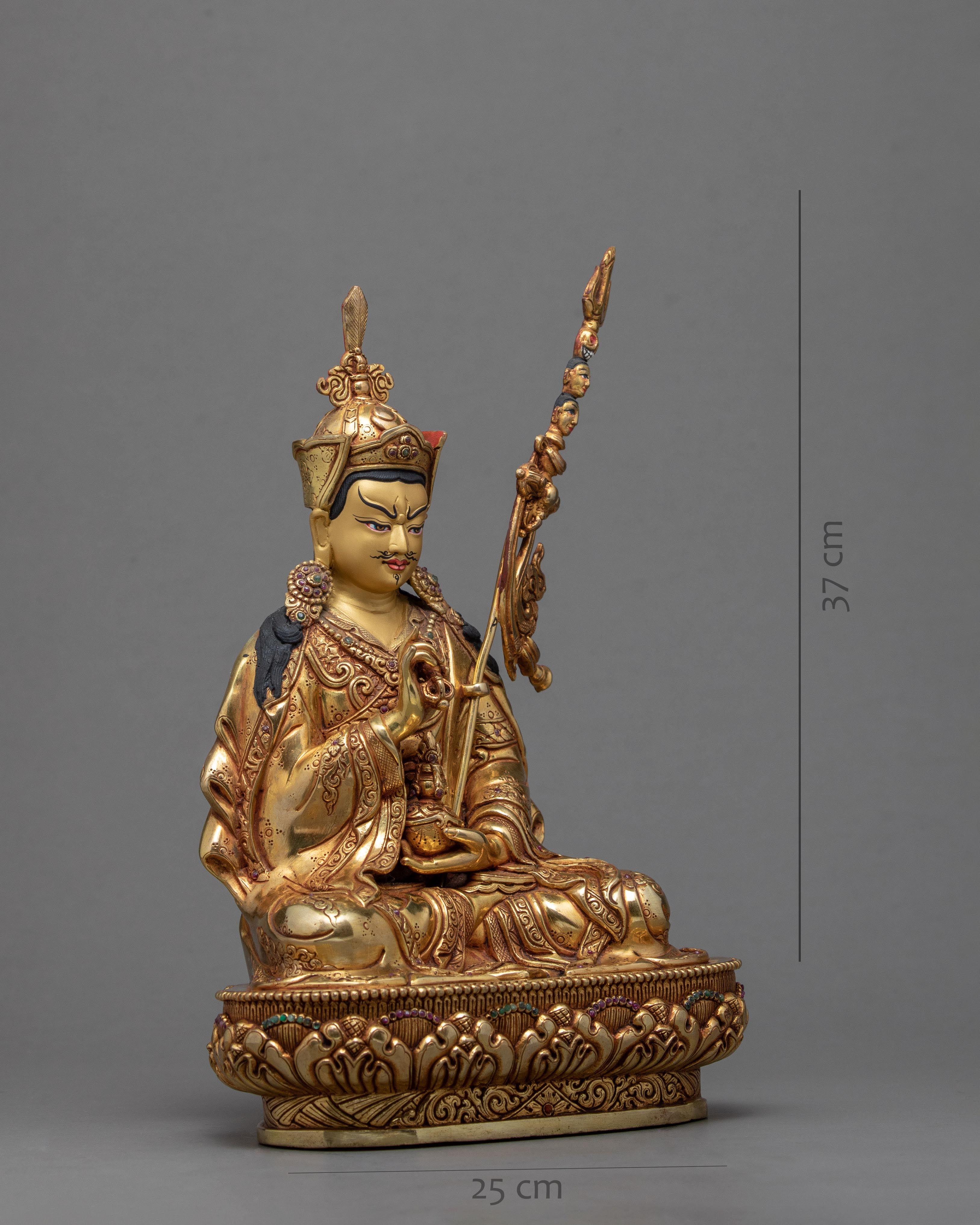 Padmasambhava Statue | Tibetan Sculpture | Guru Rinpoche 24K Gilded Gold