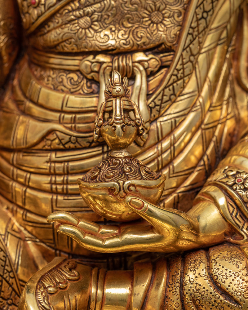 Lotus Born Guru Rinpoche | Padmasambhava Gold Statue