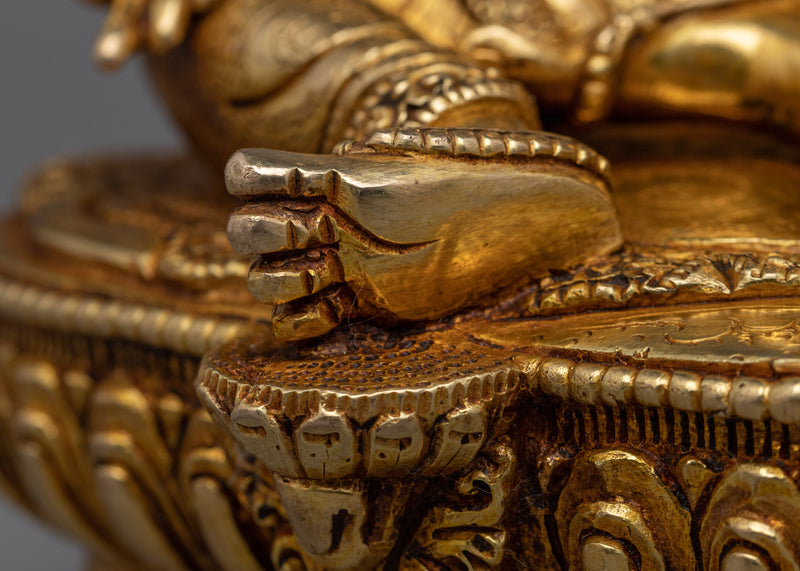 Seated Green Tara Buddha Sculpture | Traditionally Hand-Carved Bejeweled Statue