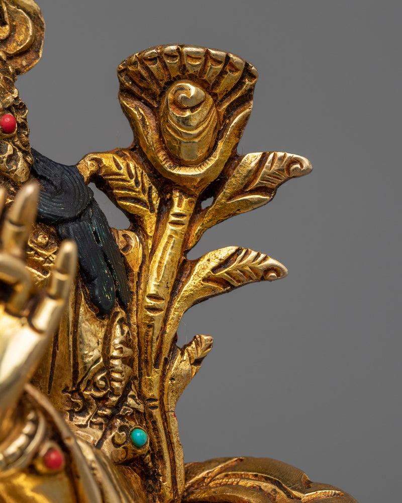 Seated Green Tara Buddha Sculpture | Traditionally Hand-Carved Bejeweled Statue